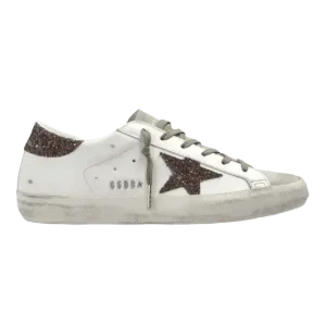 GOLDEN GOOSE FEMME - Baskets en cuir Super Star Blanc cassé et Marron