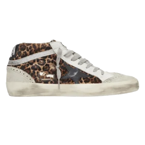 GOLDEN GOOSE FEMME - Baskets Mid Star Beige Brown Leo Ice Black Silver