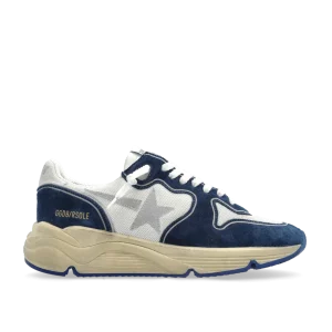 GOLDEN GOOSE - Running Sole pour femme en résille et cuir velours bleu