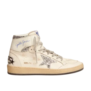 GOLDEN GOOSE - Sky-Star femme avec signature sur la cheville et empiècements argentés