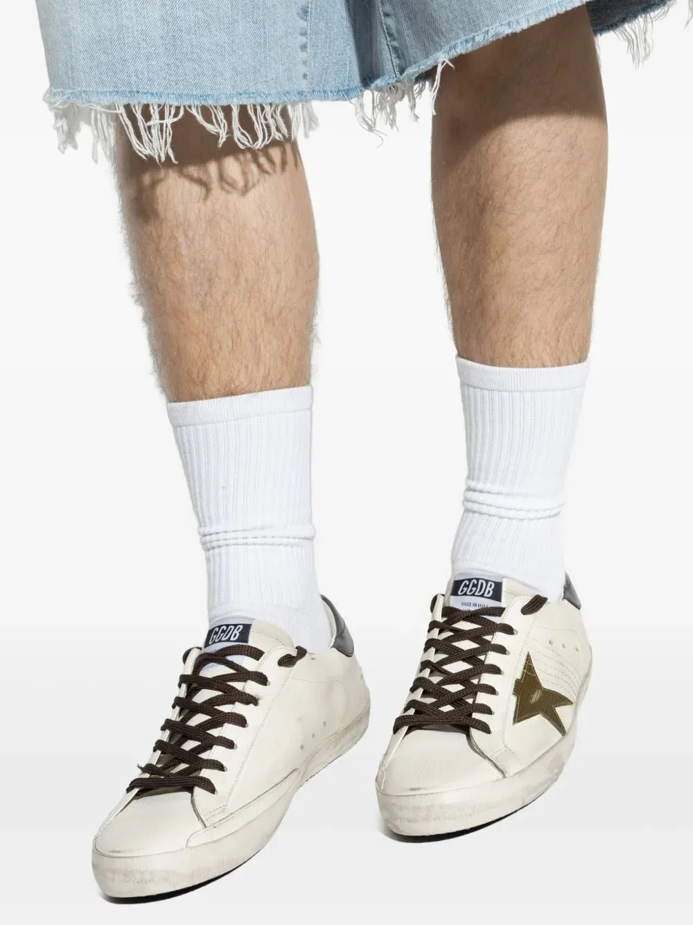 GOLDEN GOOSE - Super Star Blanche et kaki – Image 6