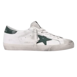 GOLDEN GOOSE - Super-Star Sneakers nappa leather with green star Blanc