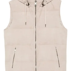 HERNO - Gilet sans manches en peau écru