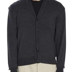 JACQUEMUS - Cardigan Côtelé à Logo Brodé Gris Foncé