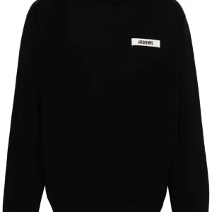 Jacquemus Le hoodie noir avec patch logo en gros grain