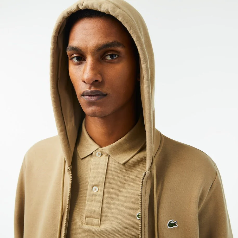 Lacoste Sweatshirt à capuche zippé Beige en molleton – Image 4