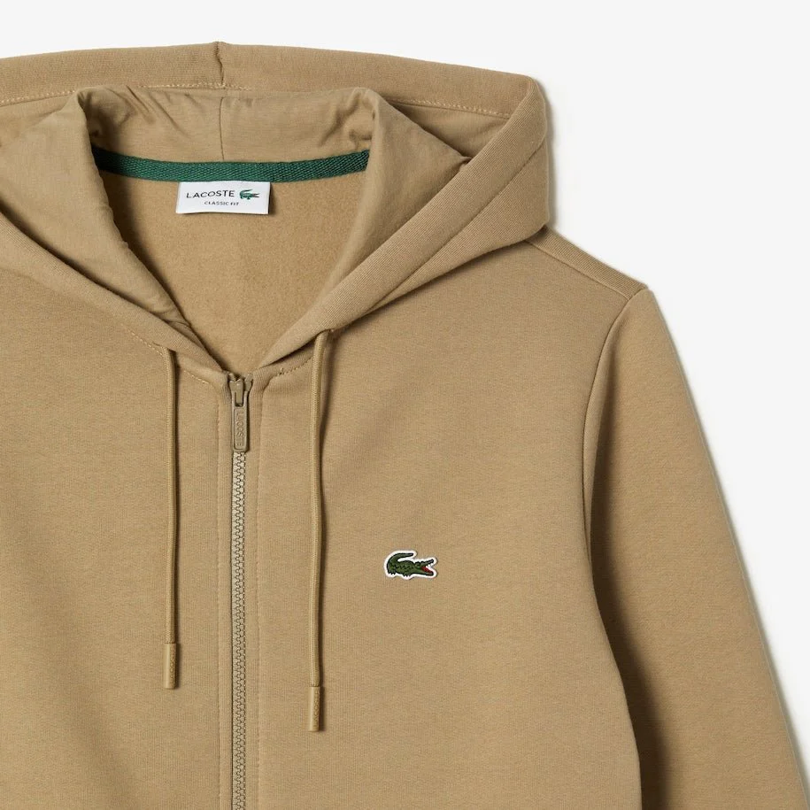 Lacoste Sweatshirt à capuche zippé Beige en molleton – Image 6