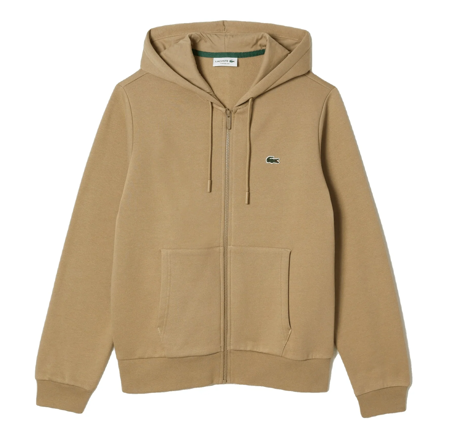 Lacoste Sweatshirt à capuche zippé Beige en molleton