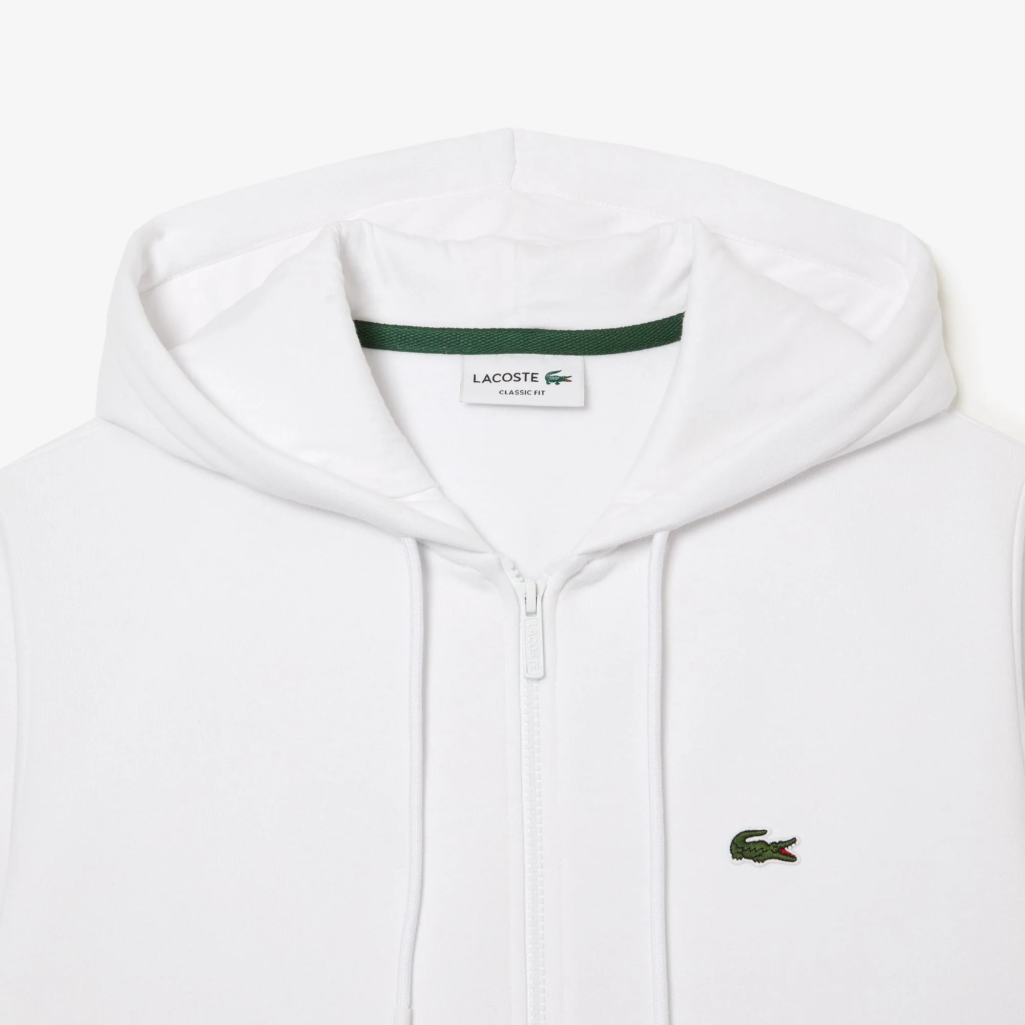 Lacoste Sweatshirt à capuche zippé blanc en molleton – Image 6