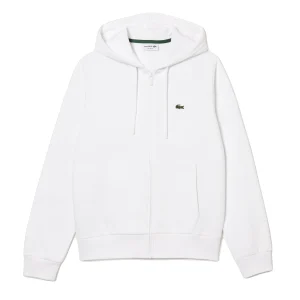 Lacoste Sweatshirt à capuche zippé blanc en molleton
