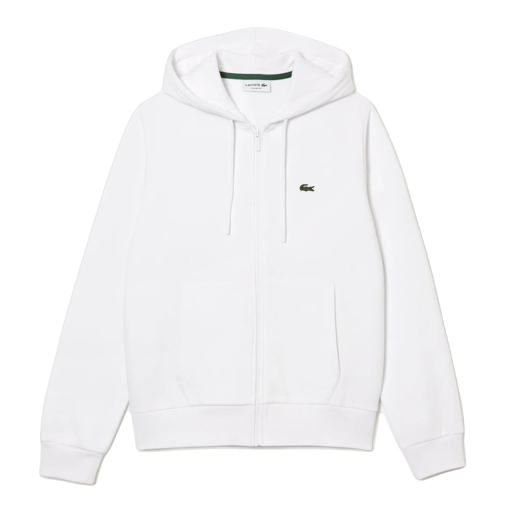 Lacoste Sweatshirt à capuche zippé blanc en molleton – Image 2