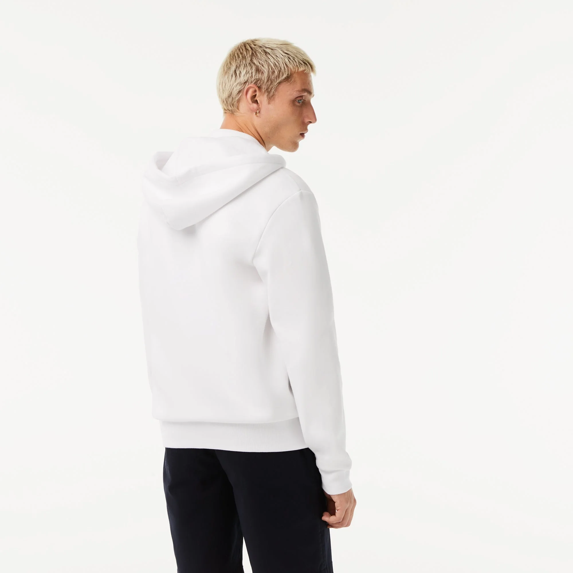 Lacoste Sweatshirt à capuche zippé blanc en molleton – Image 4