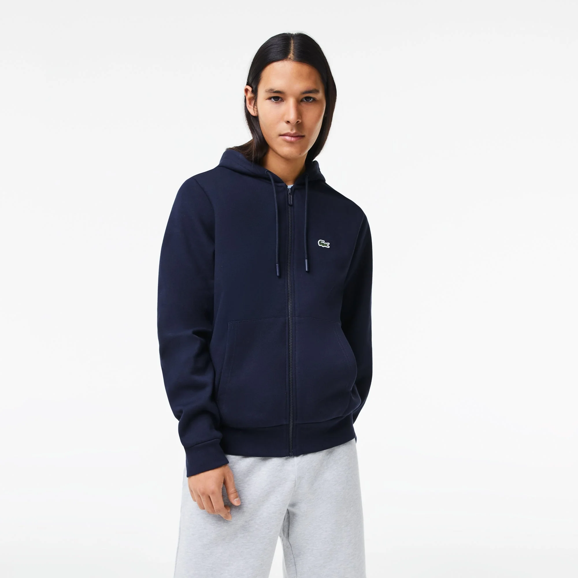 Lacoste Sweatshirt à capuche zippé Marine en molleton – Image 3