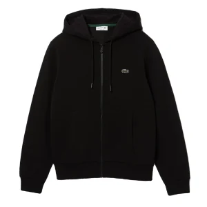 Lacoste Sweatshirt à capuche zippé noir en molleton