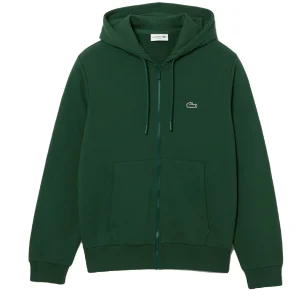 Lacoste Sweatshirt à capuche zippé vert en molleton