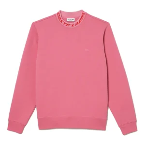 Lacoste Sweatshirt rose avec col siglé en double-face