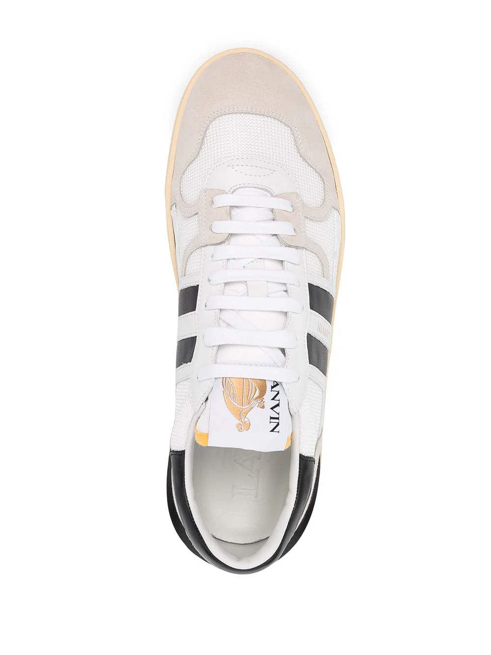 Lanvin - Sneakers basses Clay en cuir et mesh blanc et noir – Image 3