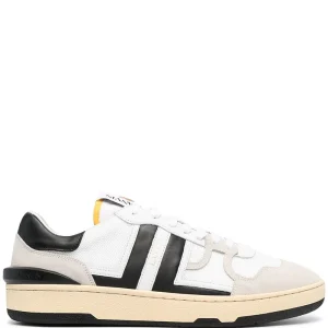 Lanvin - Sneakers basses Clay en cuir et mesh blanc et noir