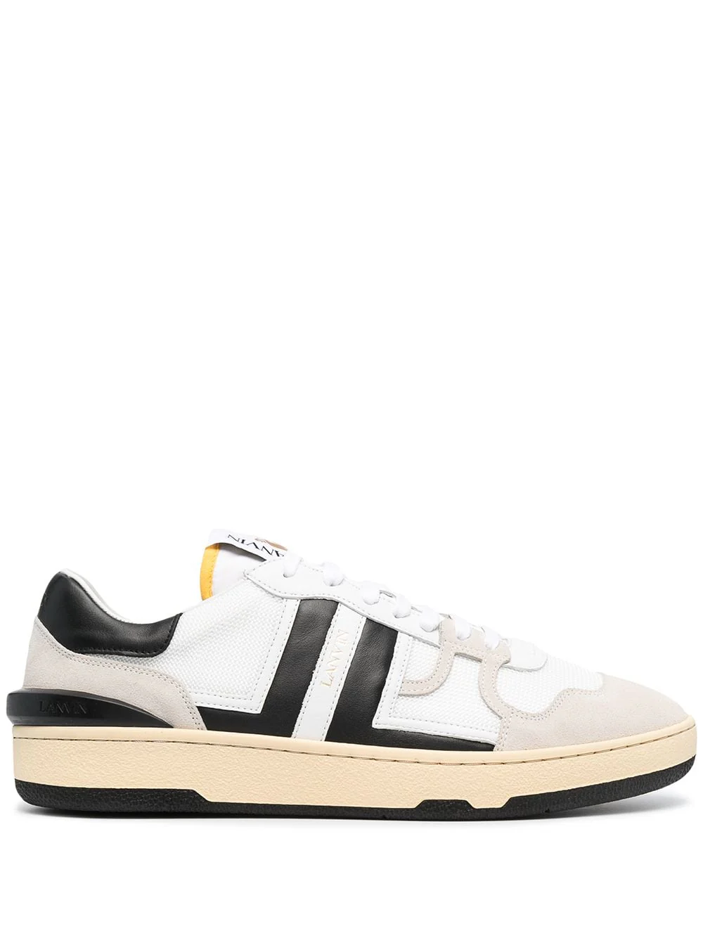 Lanvin - Sneakers basses Clay en cuir et mesh blanc et noir – Image 2