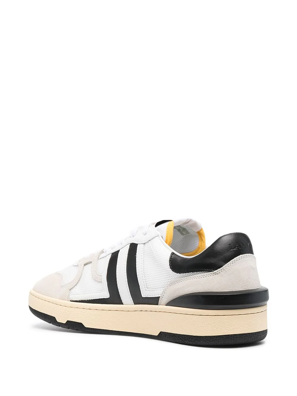 Lanvin - Sneakers basses Clay en cuir et mesh blanc et noir – Image 5