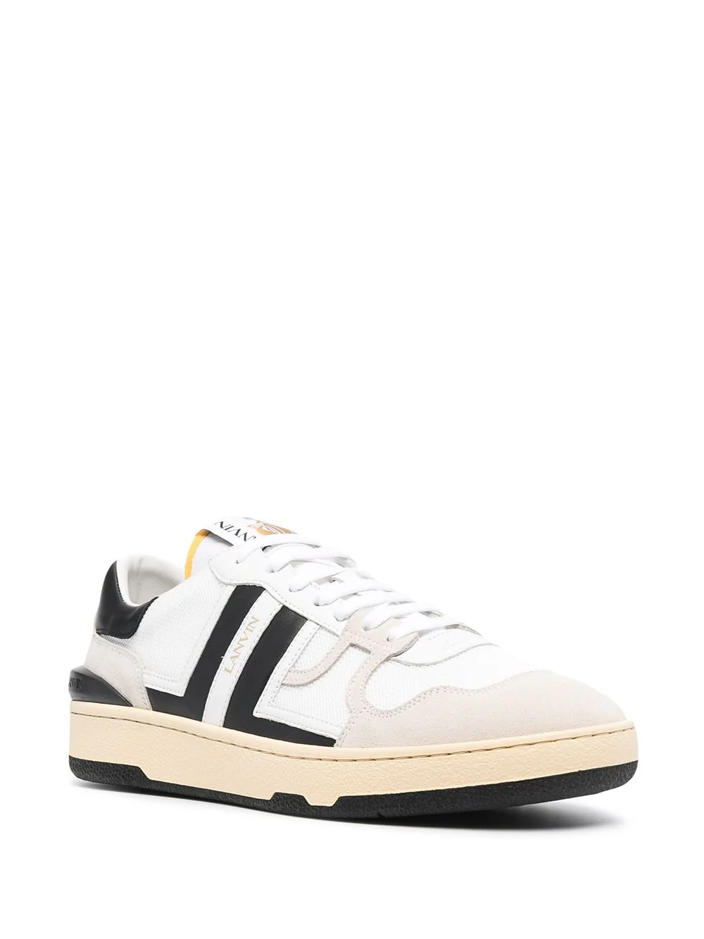 Lanvin - Sneakers basses Clay en cuir et mesh blanc et noir – Image 4