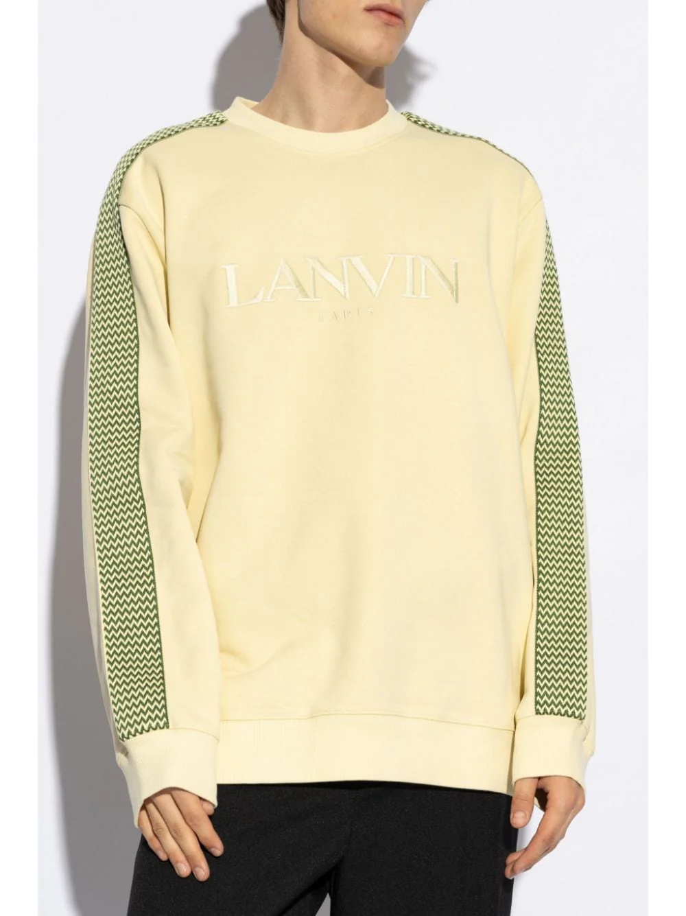 Lanvin - sweat-shirt col rond avec logo brodé beige – Image 7