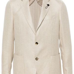 Lardini blazer beige à simple boutonnage en cachemire et soie