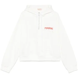 MARNI - hoodie à patch logo blanc