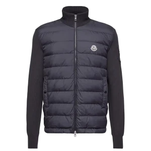 MONCLER - Cardigan zippé en coton matelassé Dark Blue