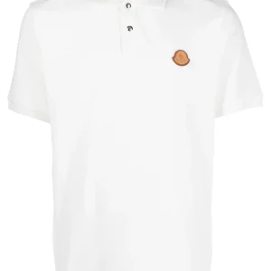 Moncler Polo blanc cassé avec logo