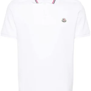 Moncler polo blanc manches courtes blanc logo poitrine