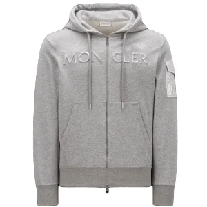 Moncler Sweat Grey à capuche à logo embossé