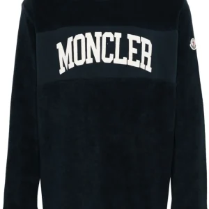 Moncler - Sweat navy en coton à logo brodé