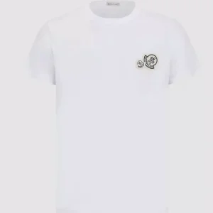 Moncler - T-Shirt blanc à empiècement double logo