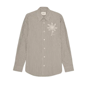 NN. 07 - Chemise Quinsy en Coton Pima Rayé Marron et Blanc