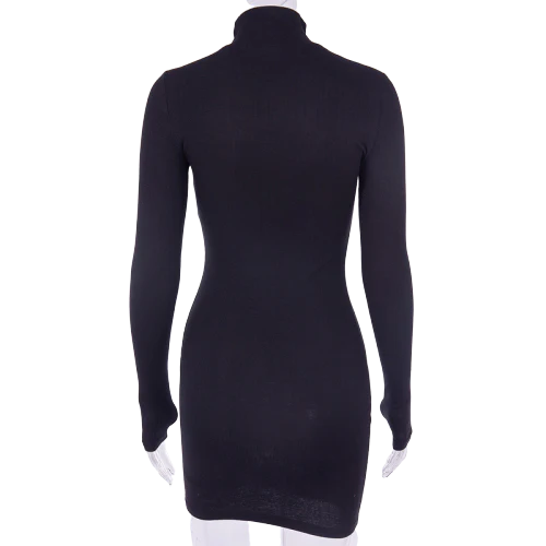 Robe Col Montant Manches Longues Noire – Image 4