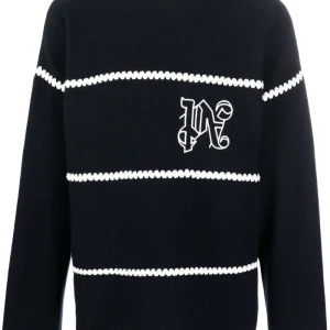 Palm Angels Pull rayé à logo brodé