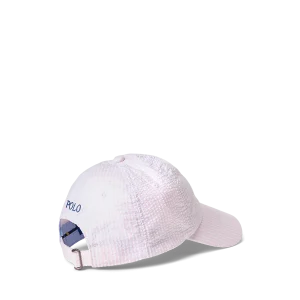 POLO RALPH LAUREN - Casquette de baseball en seersucker Rose et blanc