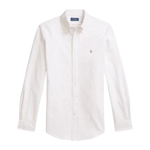 POLO RALPH LAUREN - Chemise Oxford à rayures Custom Fit Beige et blanc