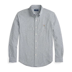 POLO RALPH LAUREN - Chemise Oxford en maille de coton rayé Marine Newport/Blanc