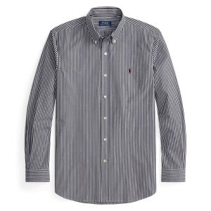 POLO RALPH LAUREN - Chemise rayée cintrée popeline stretch Newport navy white