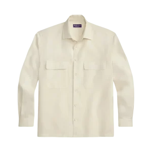 POLO RALPH LAUREN - Chemise Relaxed Fit lin carreaux-fenêtre Crème classqiue