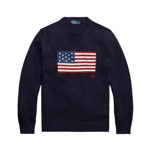 POLO RALPH LAUREN - Le pull à drapeau emblématique Bleu marine