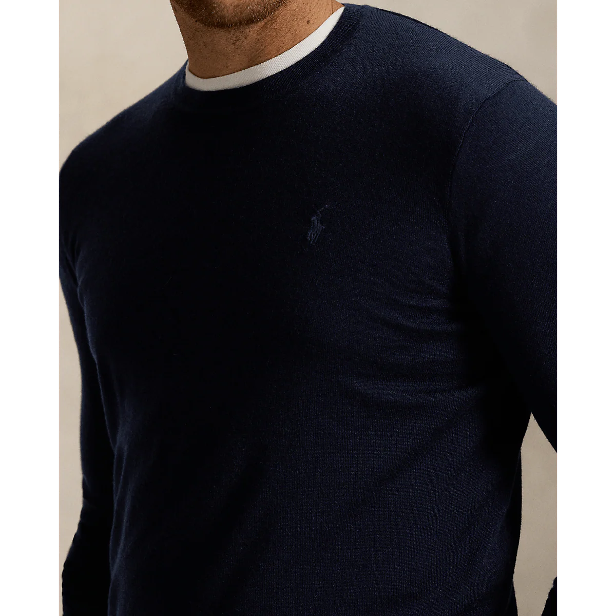 POLO RALPH LAUREN - Pull à col rond en laine lavable Marine chasseur – Image 5