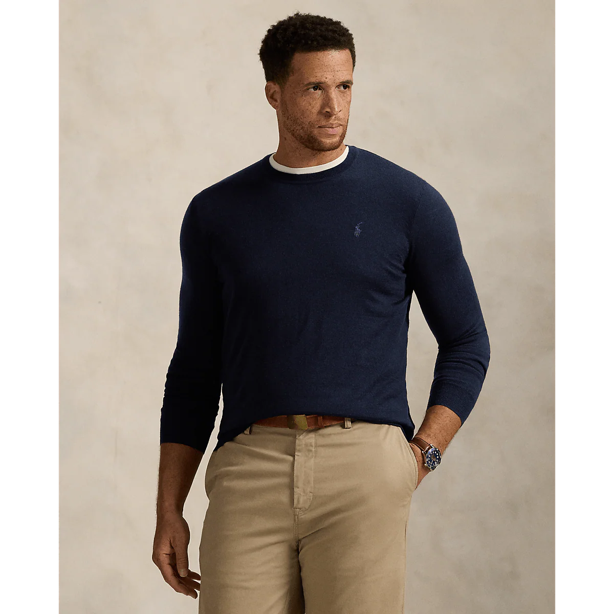 POLO RALPH LAUREN - Pull à col rond en laine lavable Marine chasseur – Image 6