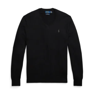 POLO RALPH LAUREN - Pull col en V en laine lavable Slim Fit polo black