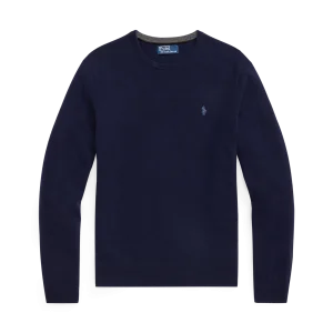 POLO RALPH LAUREN - Pull col rond en laine Marine chasseur