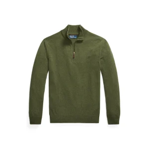 Polo Ralph Lauren - Pull demi-zippé laine Vert olive
