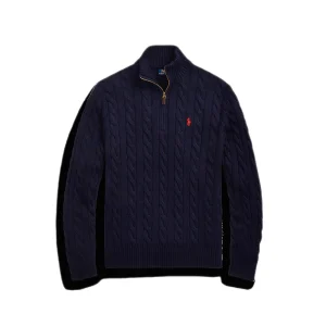 Polo Ralph Lauren - Pull demi-zippé torsadé marine