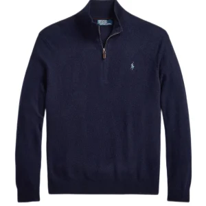 Polo Ralph Lauren Pull navy demi-zippé en laine